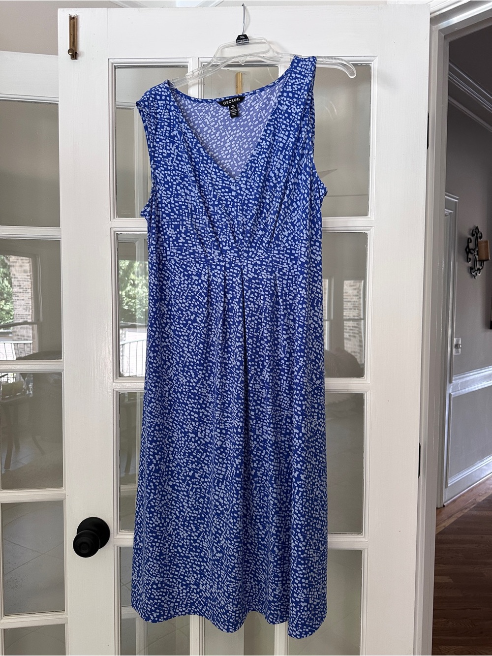 George Blue Printed V-Neck Sleeveless Dress